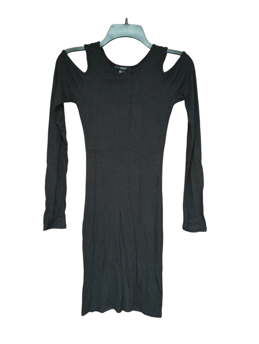 Forever 21 Black Cold-Shoulder Long Sleeve Bodycon Dress Size S